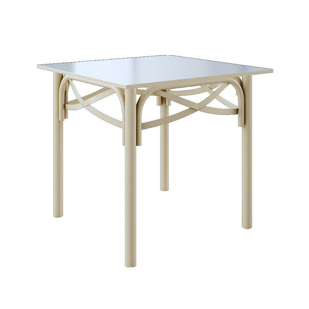 Miniatura Mesa Katrina Off White Quadrada Tampo De Madeira 90 Cm Asturias - Cor: Branco