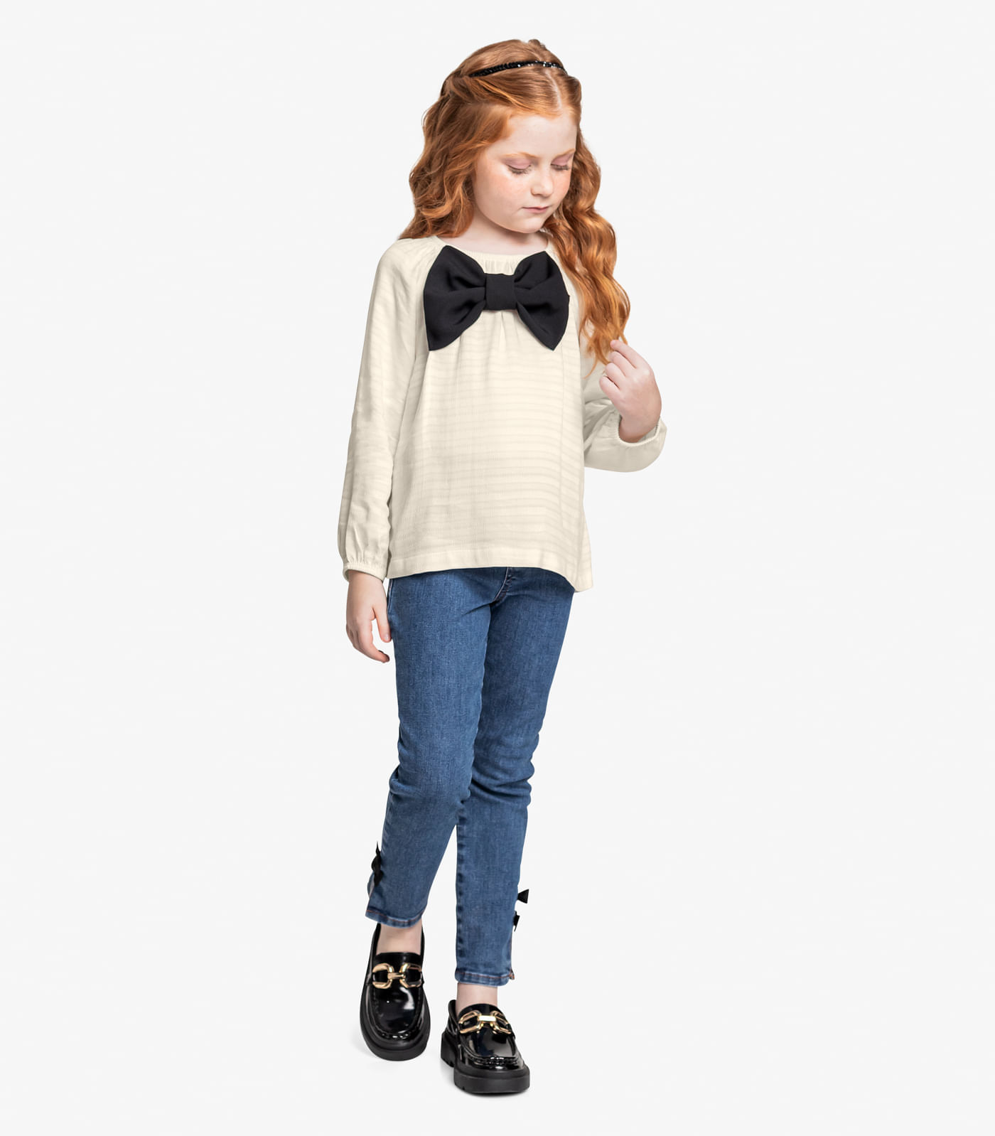 Miniatura Conjunto Bata Com Calça Jeans Trick Nick Bege 1