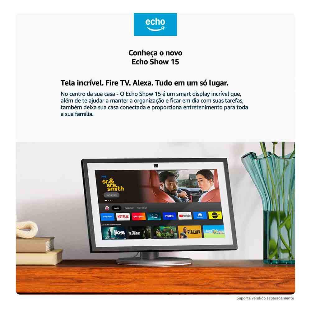 Miniatura Smart Display Echo Show 15 (2ª Geração) Amazon com 15,6" Full HD com Alexa e Fire TV Branco Bivolt