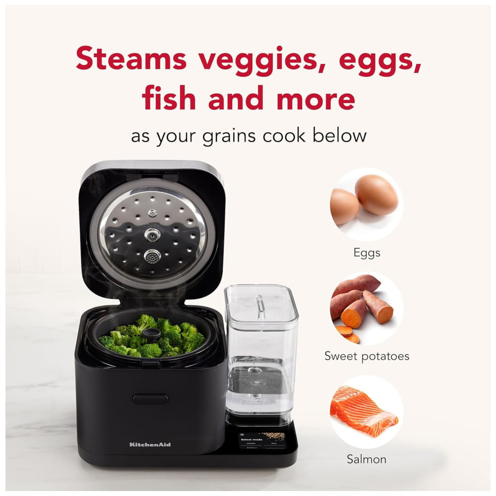 Miniatura Panela de Arroz KitchenAid 8 Xícaras com Balança Integrada, Tanque de Água e Sensoriamento Automático. Cozinha Arroz e Grãos com Precisão.