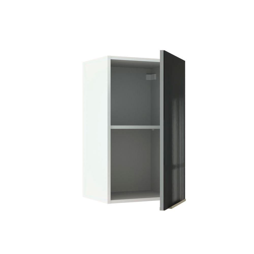 Armário Aéreo Madesa Lux 40cm 1 Porta Branco Preto