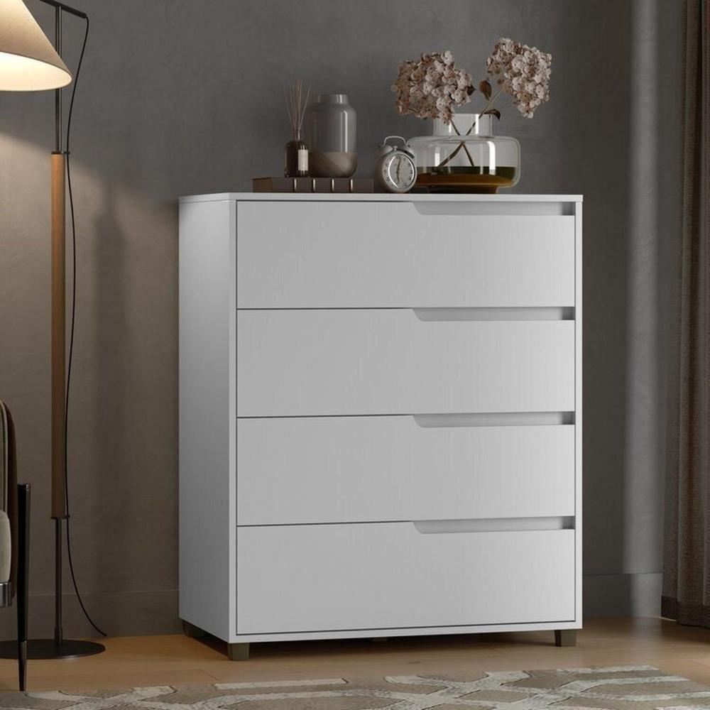 Quarto Casal com Guarda-Roupa 2 Portas de Correr, 1 Cômoda e 2 Mesas de Cabeceira Malthus Branco