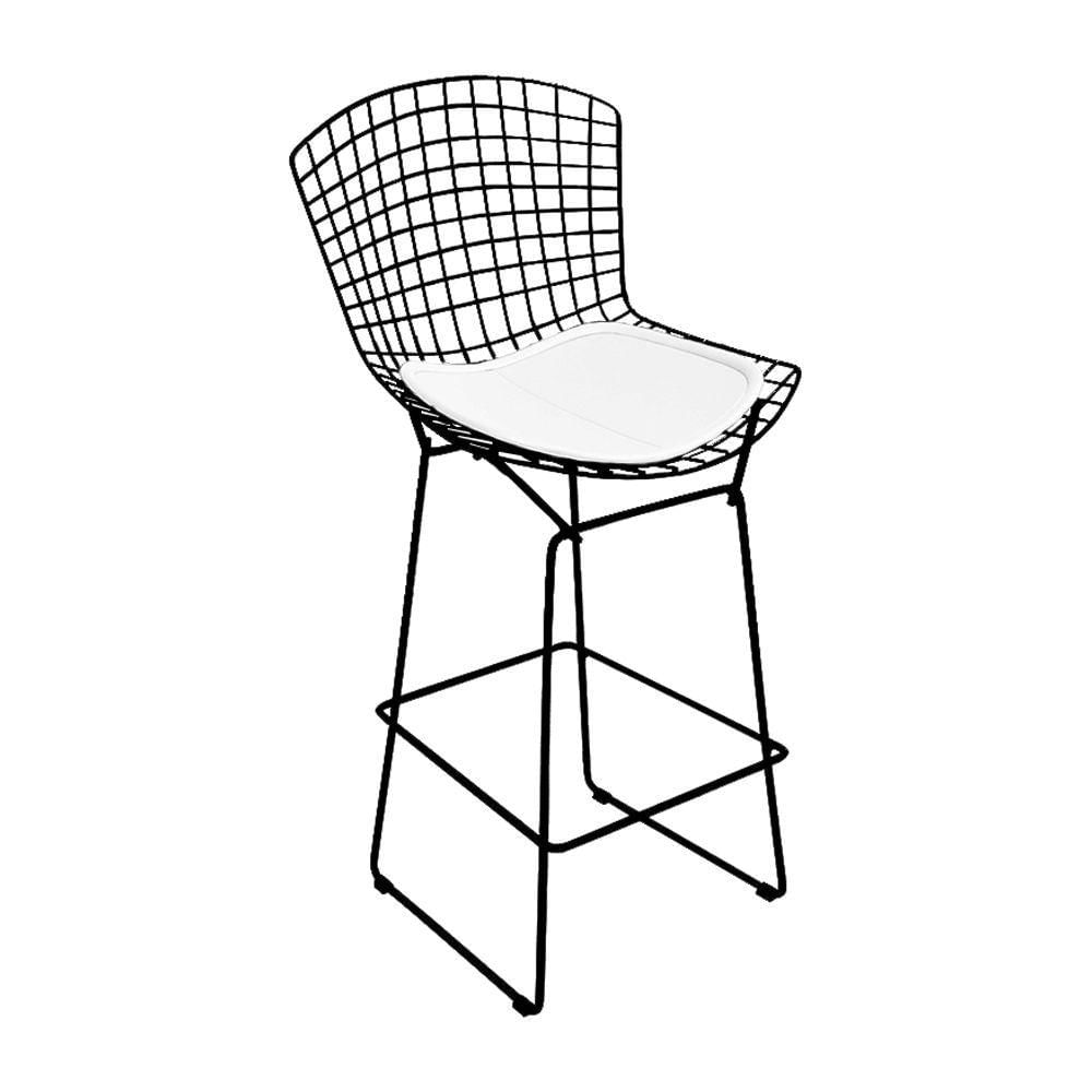 Miniatura Banqueta Bertoia Preta D60 Assento Branco - Branco