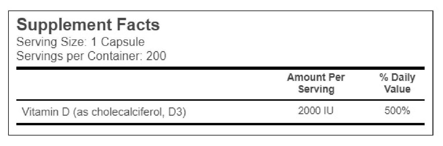 Miniatura Vitacost Vitamina D3 Cholecalciferol 2000 Iu - 300 Cápsulas