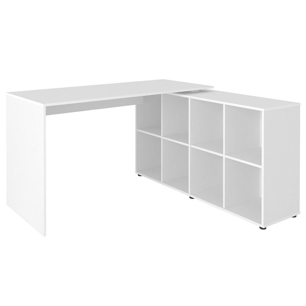 Miniatura Mesa Escrivaninha Em L 140x130cm 8 Nichos Eron A06 Branco - Mpozenato