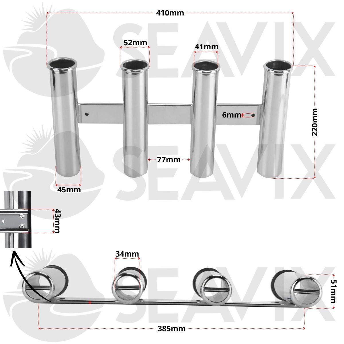 Miniatura Suporte De Haste Em Aço Inox Com 4 Tubos Seavix