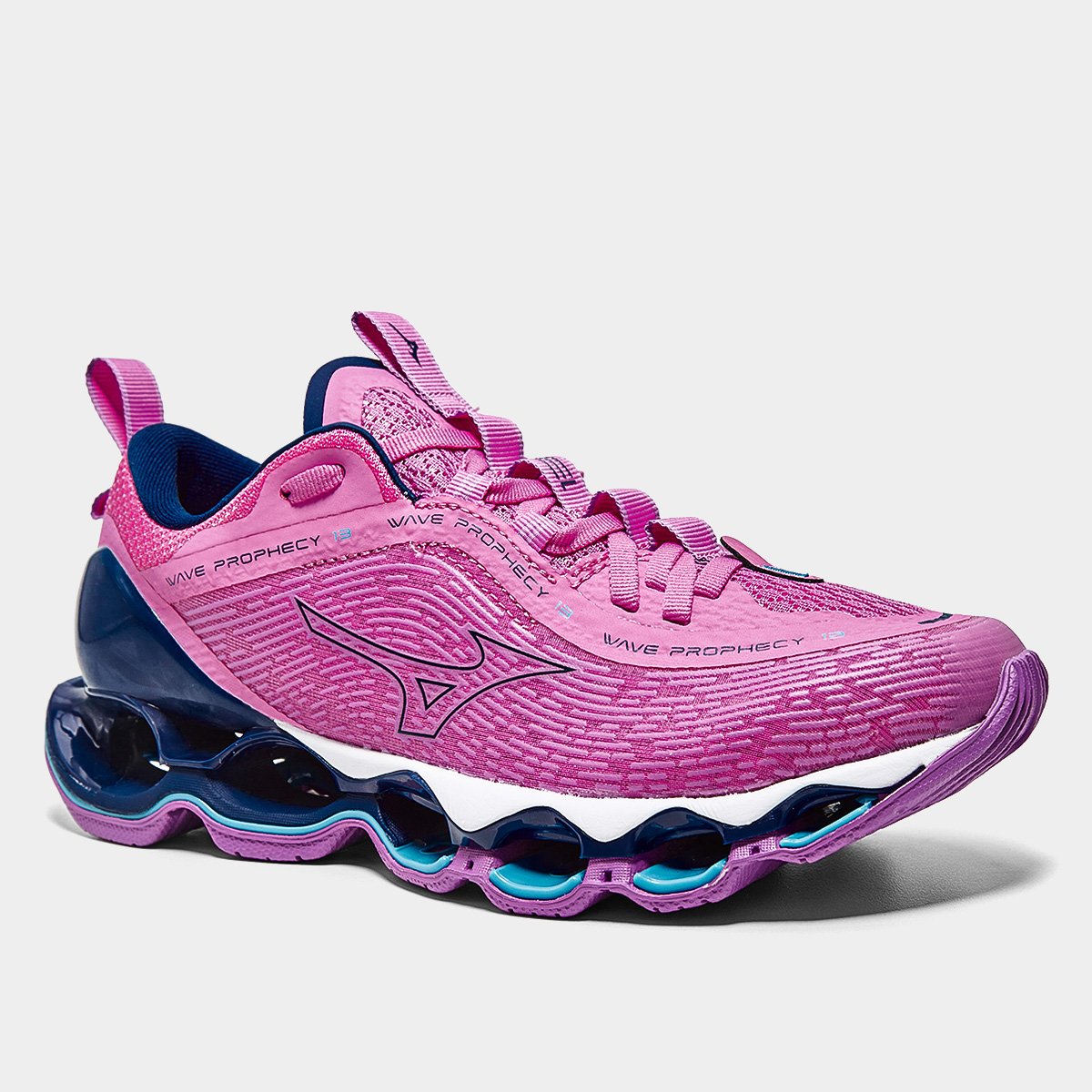 Miniatura Tênis Mizuno Wave Prophecy 13 Feminino Rosa+Marinho - 34