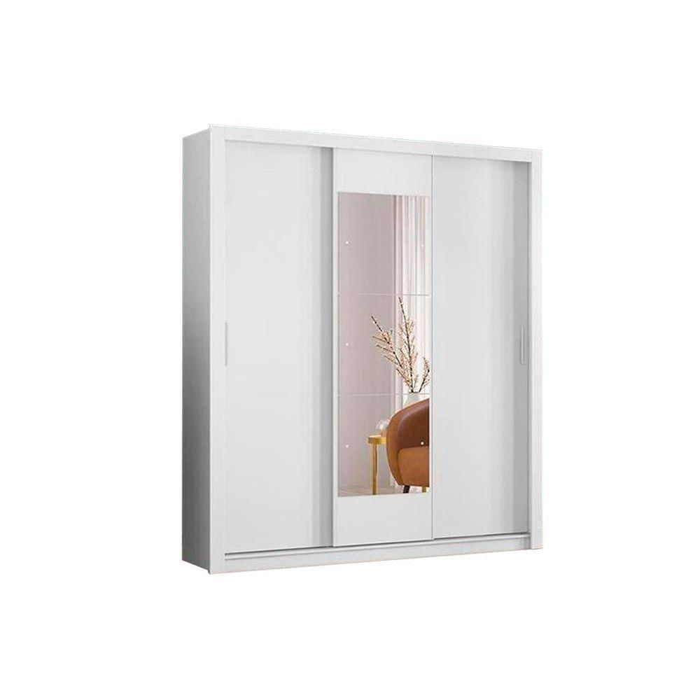 Miniatura Guarda Roupa Casal 3 Portas De Correr E 2 Gavetas C/ Espelho Vero Branco - Demóbile