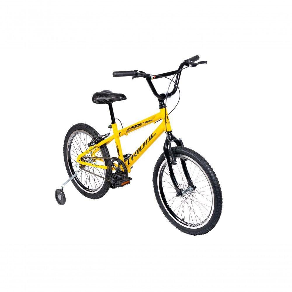 Miniatura Bicicleta Aro 20 Infantil Bmx Cross Roda Lateral Tridal - Amarelo - 14