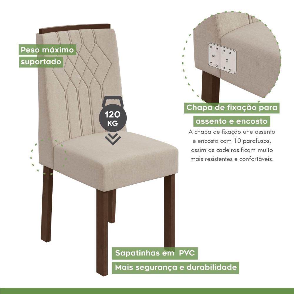 Miniatura Conjunto 6 Cadeiras Exclusive Móveis Lopas Imbuia Clean/Linho Rinzai Bege