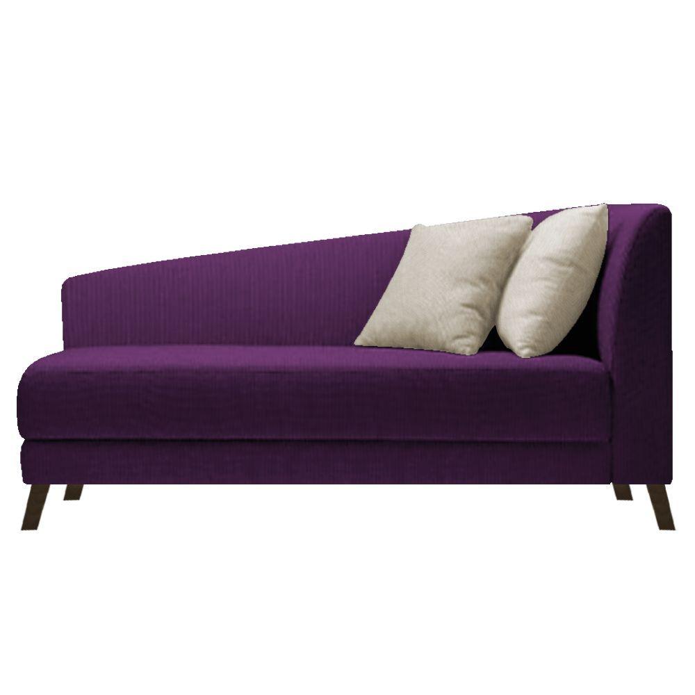 Miniatura Recamier Heitor 185cm Com Almofada Lado Esquerdo Suede Cor Roxo/bege