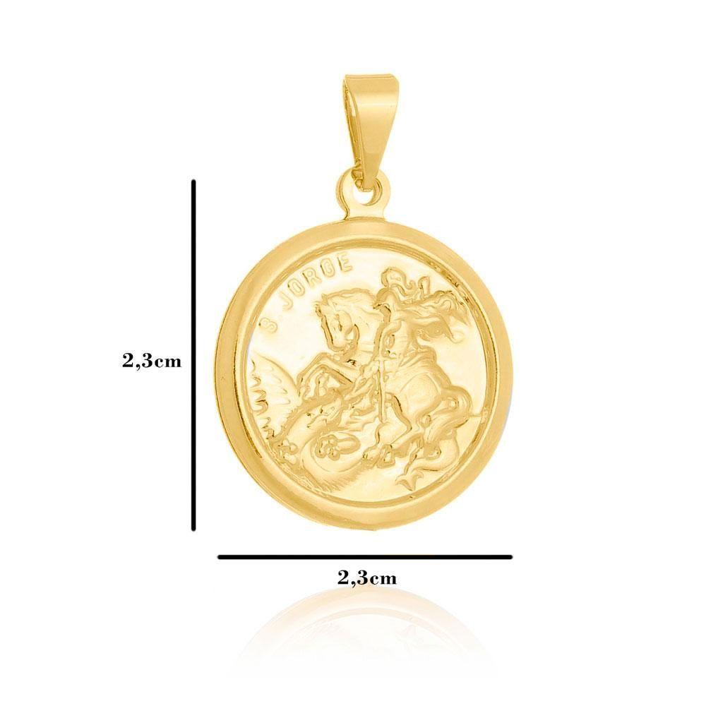 Pingente De São Jorge Diamantado Banho Em Ouro 18k