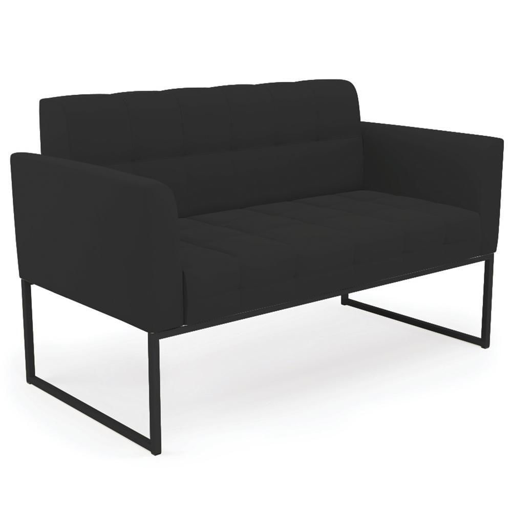 Sofá Namoradeira E 2 Poltronas Base Industrial Preto Ana Veludo Preto - Ibiza