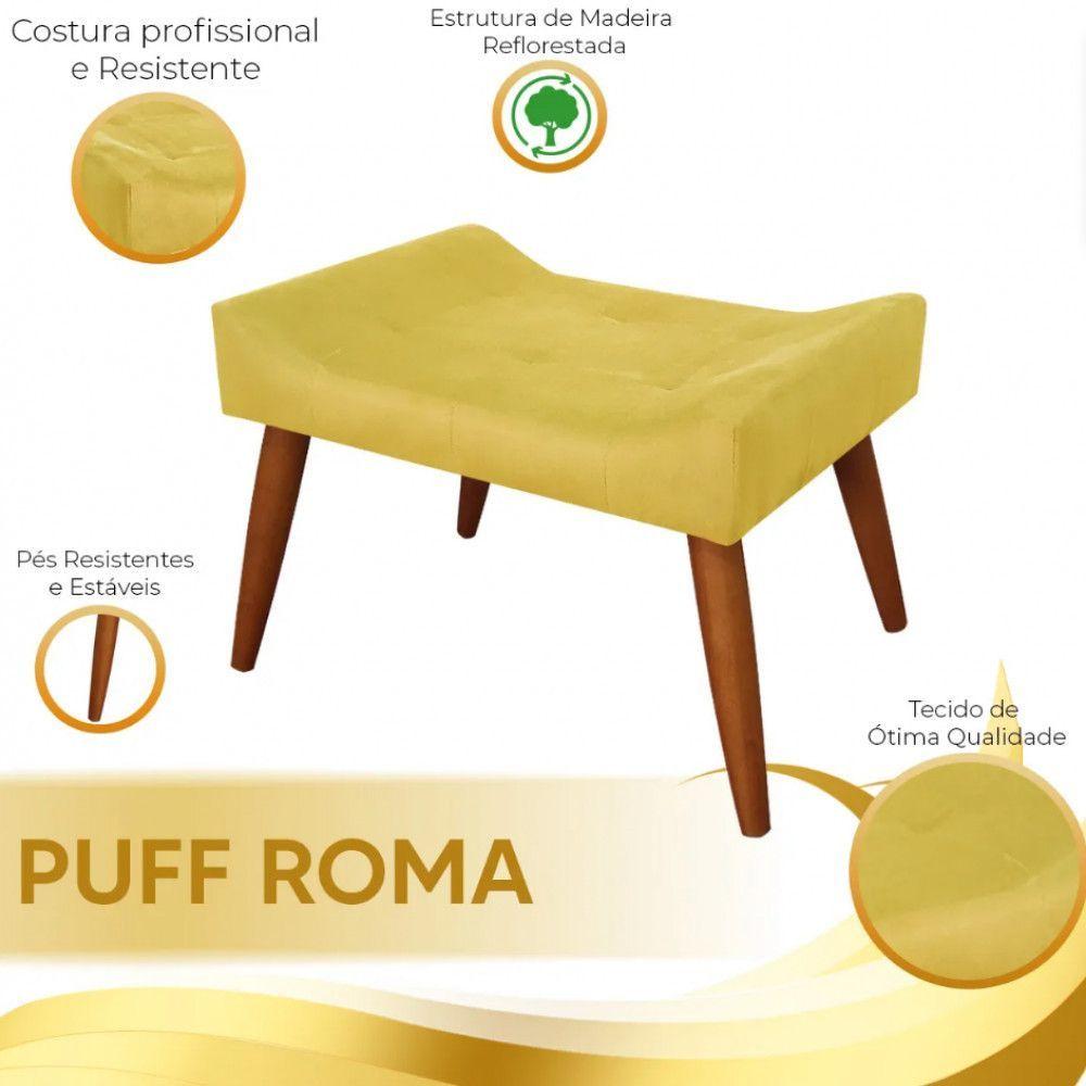 Miniatura Puff Decorativo Roma Veludo Speciale Home Amarelo