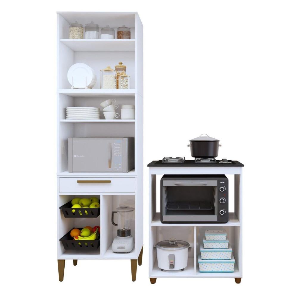 Conjunto 2 Peças Paneleiro com Fruteira e Balcão 4 Bocas João Pessoa Branco