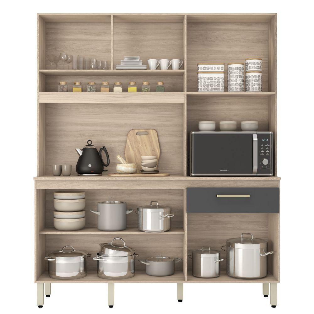 Cozinha Demobile Alamo 6 Portas 1 Gaveta Avena/grafito