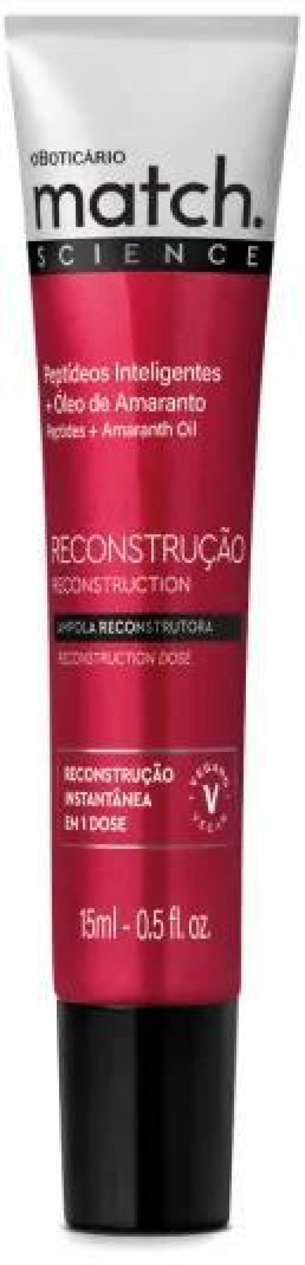 Miniatura O Boticário - Match Science Ampola Capilar Reconstrução 15Ml