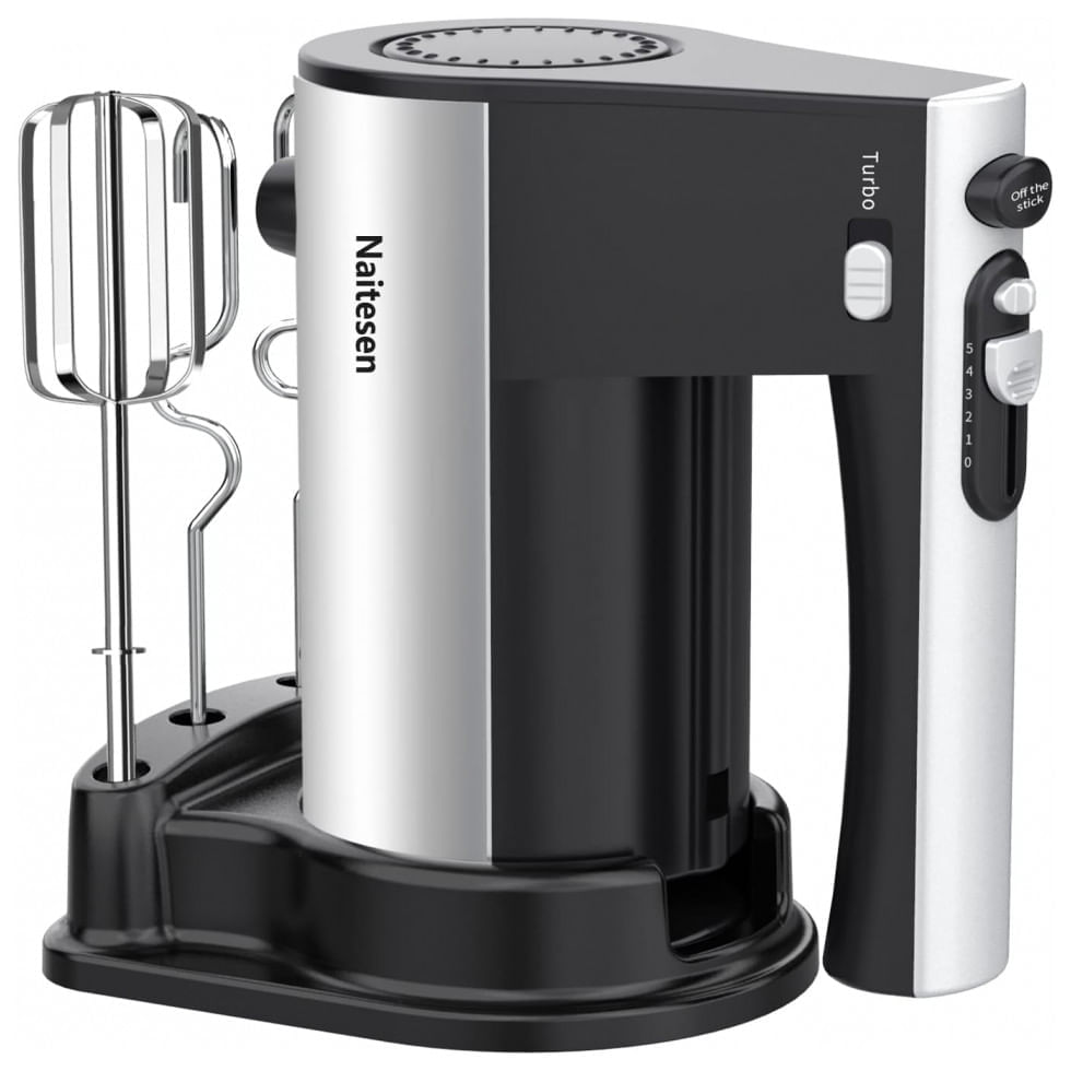 Miniatura Batedeira Elétrica com 6 Tigelas com Tampas Herméticas,110V 600W, Naitesen, Preta