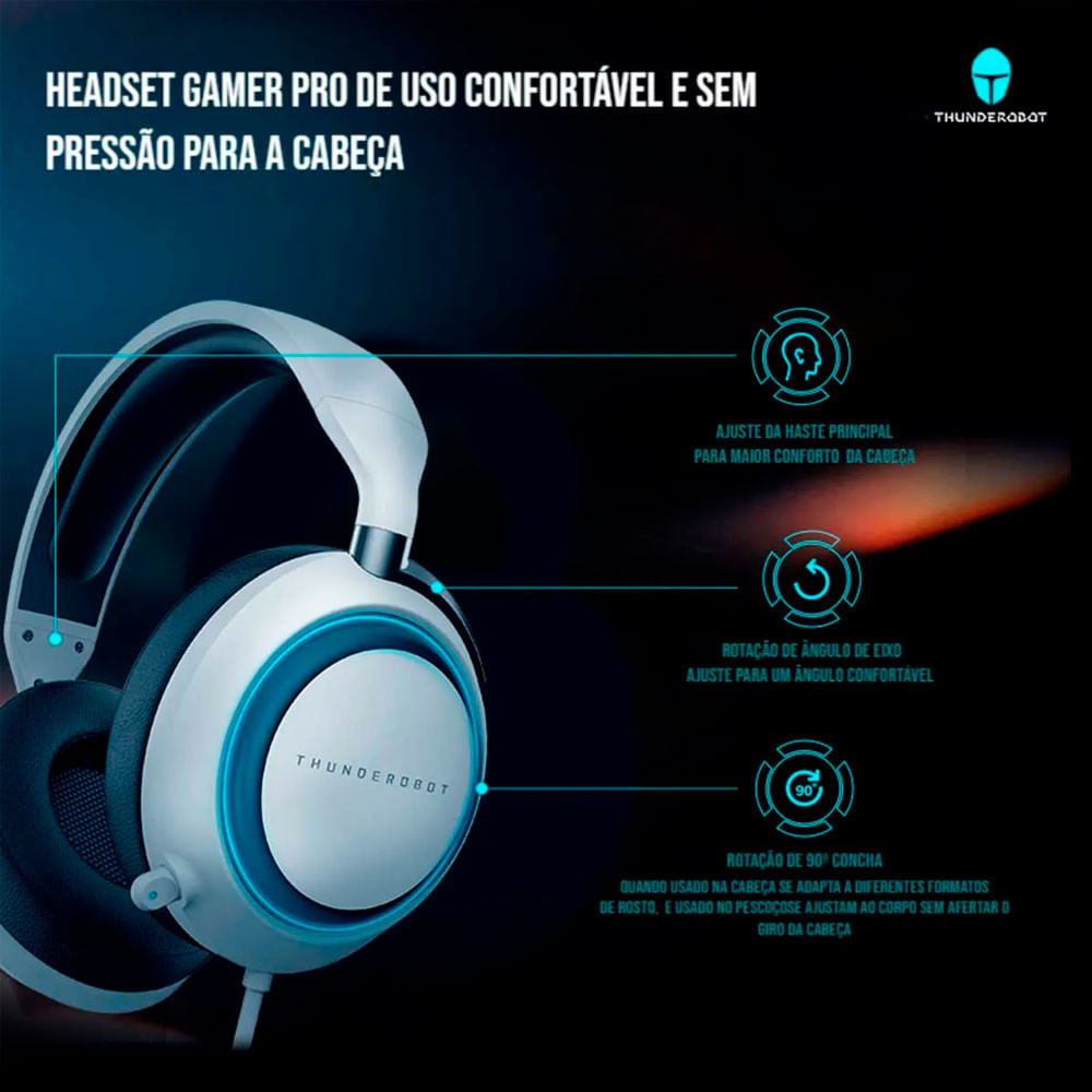 Headset Gamer ThundeRobot Silver Wing HG503 USB Branco