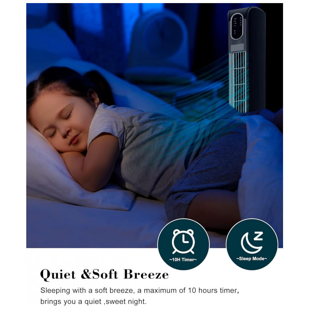 Miniatura Ventilador de Torre com Controle Remoto, 3 Modos e Modo Silencioso, 110v, UTHFY JTF 10 R, Preto