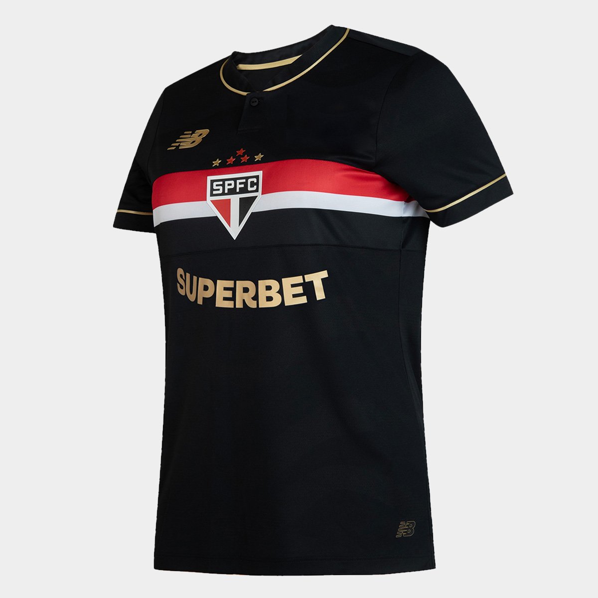 Miniatura Camisa São Paulo III 25/26 s/n° Jogador Comemorativa New Balance Feminina Preto+Vermelho - M