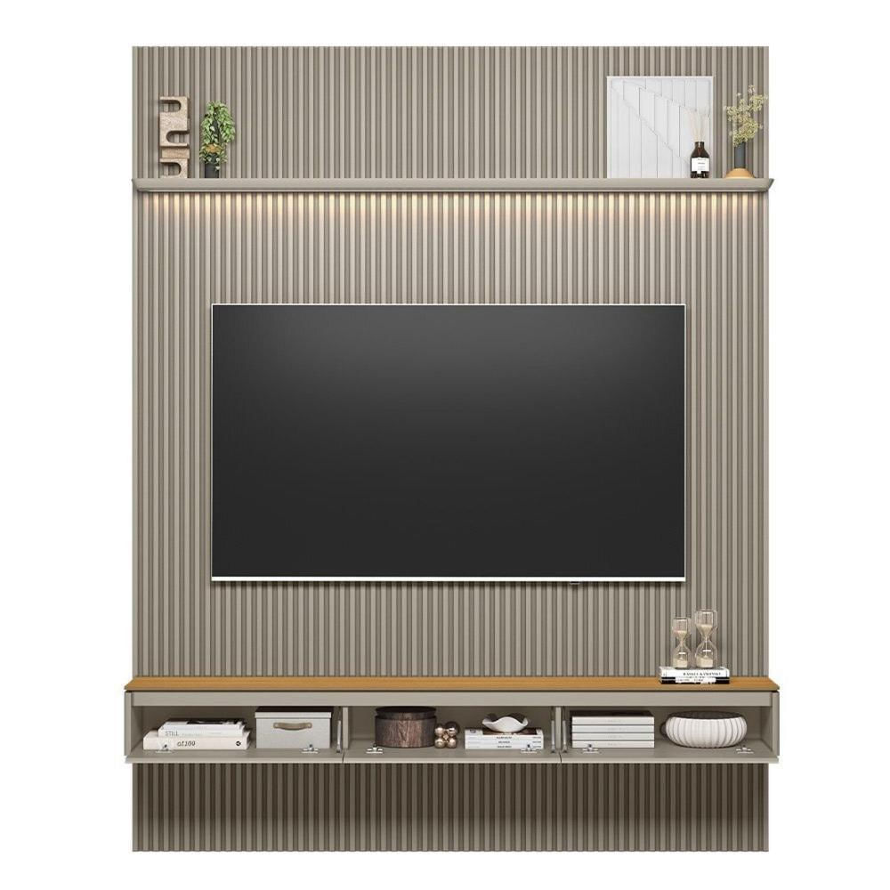 Miniatura Painel para Tv 80 Polegadas com Led Ripado Modular Tauari / Gris Fosco