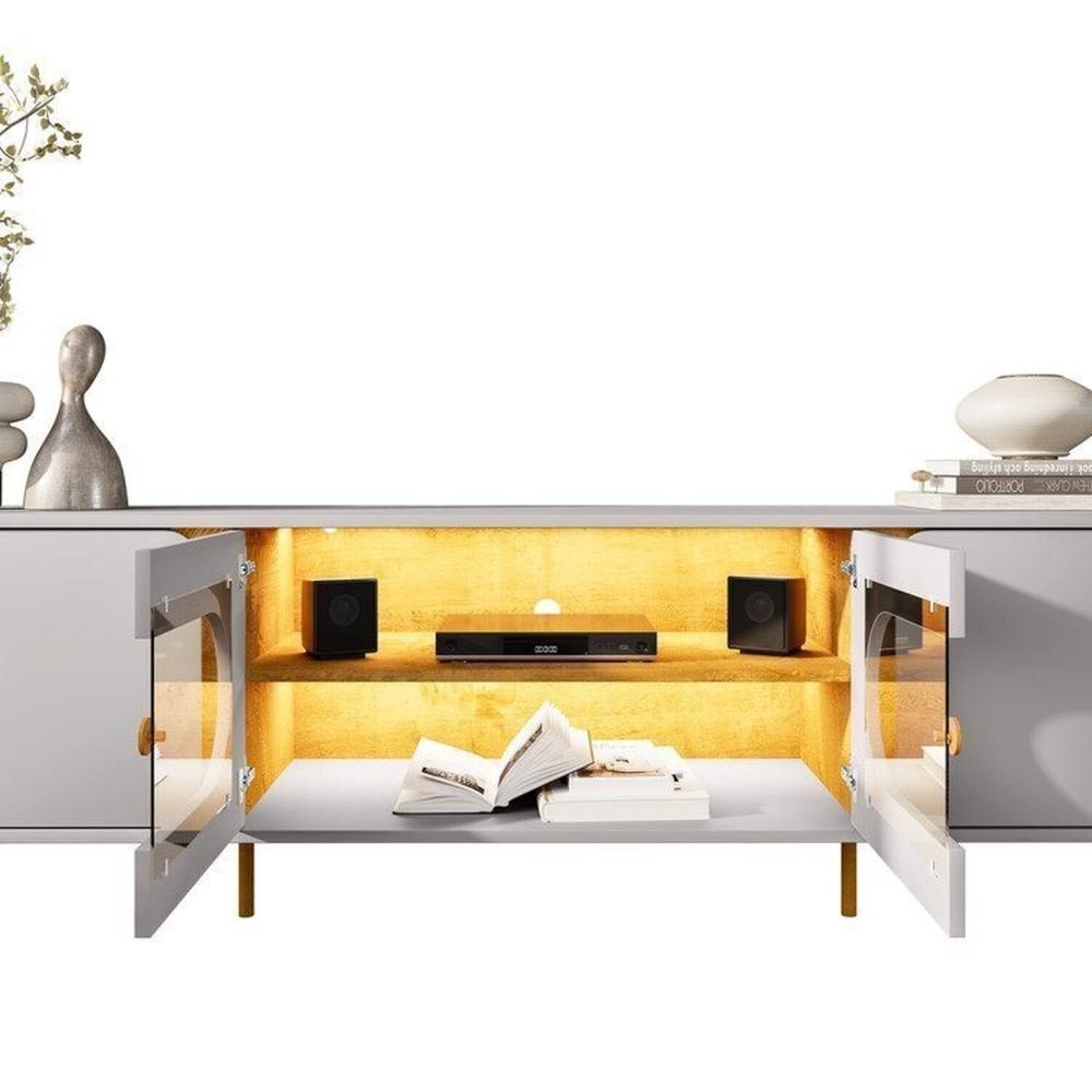 Painel Maresias com Rack Juquehy com Led Off-White/Naturalle