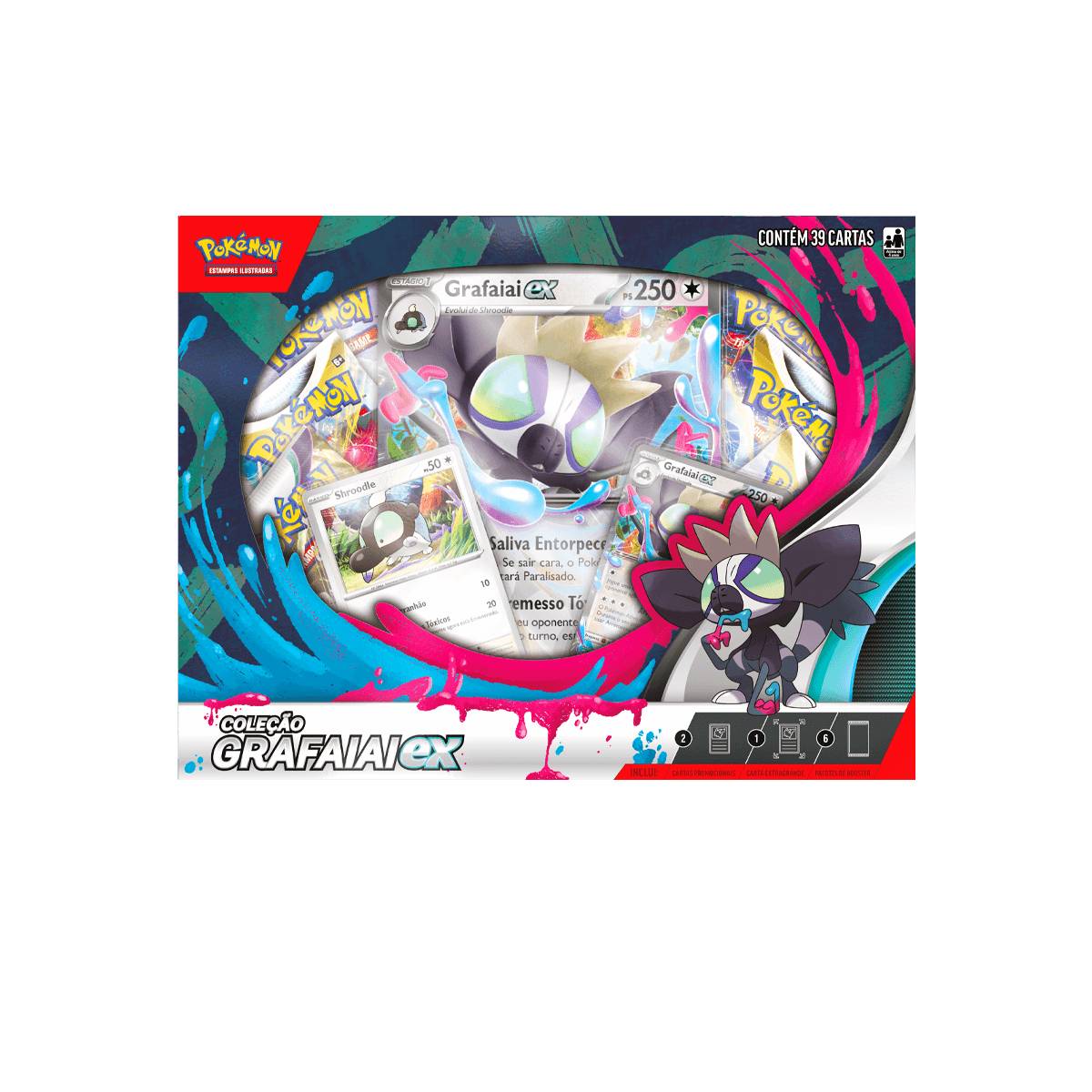 Miniatura Cartas Pokémon Box Deck Cards Coleção Grafaiai ex - Copag