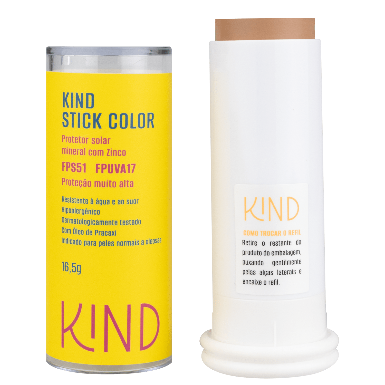 Miniatura Kind Stick Color Mineral com Zinco FPS51 K80 - Protetor Solar Facial com Cor 16,5g