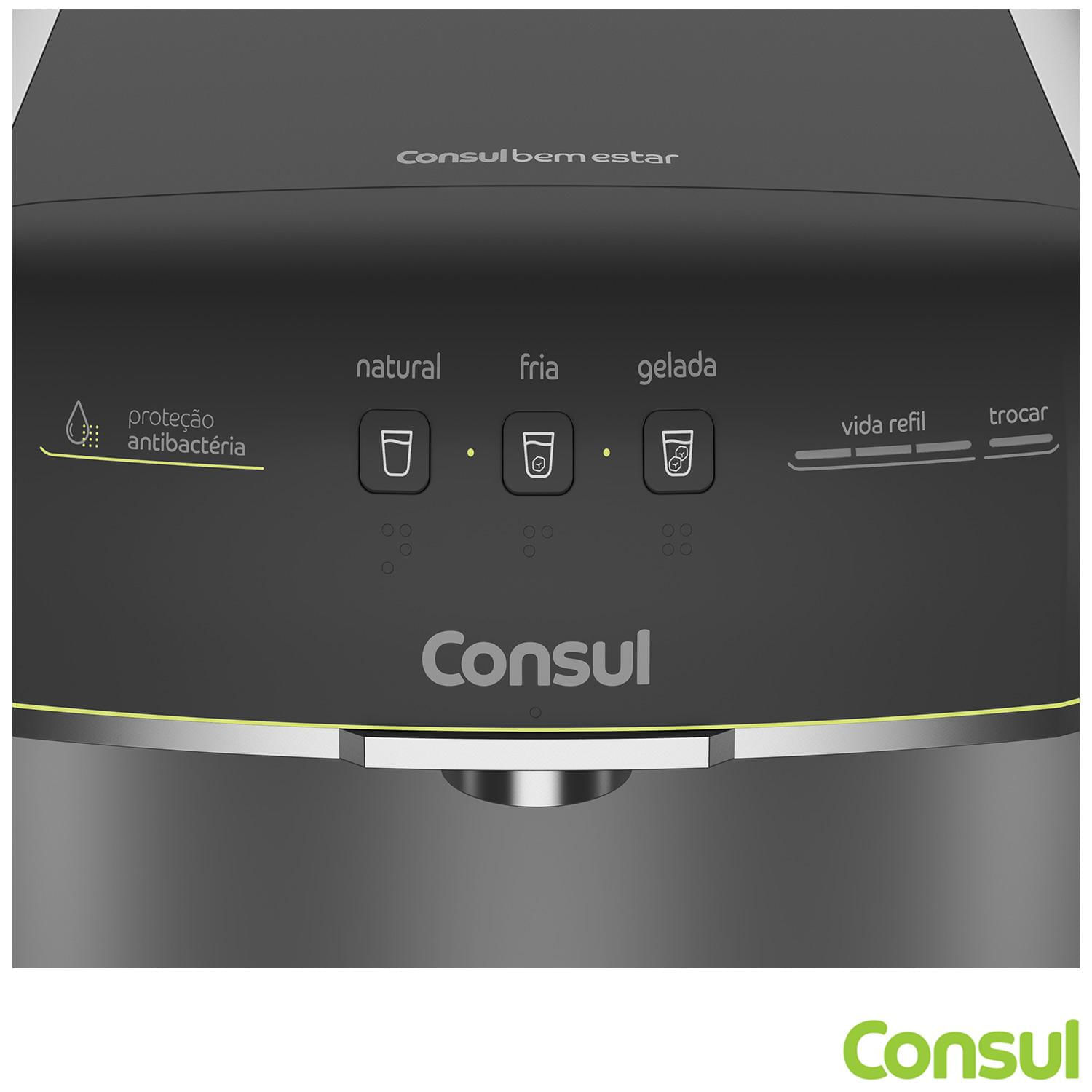Miniatura Purificador de Água Consul CPB36 Bem Estar com Água Gelada e Display Gradual com Aviso de Troca de Refil 110