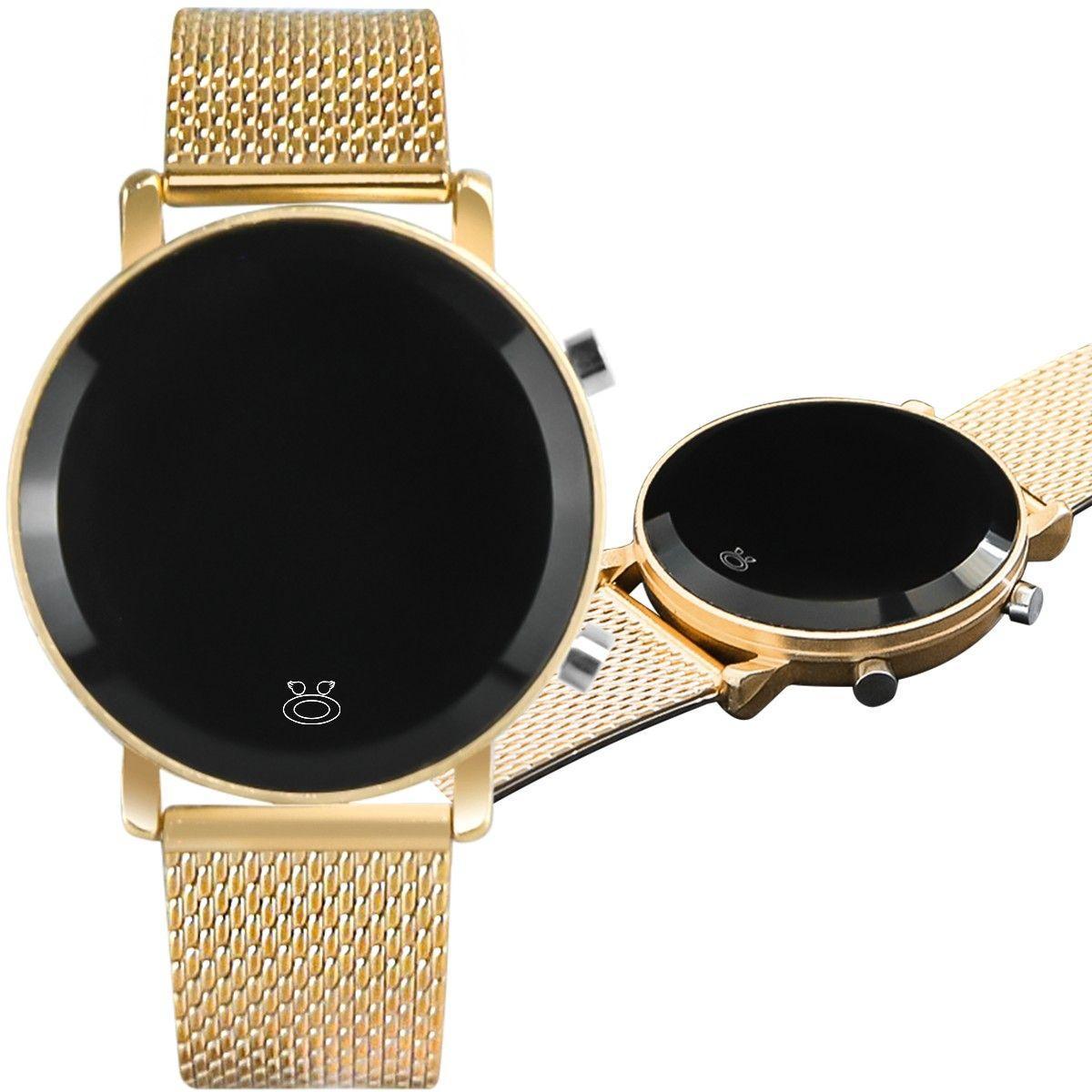 Miniatura Relogio Digital Feminino Redondo + Qualidade Premium Dourado