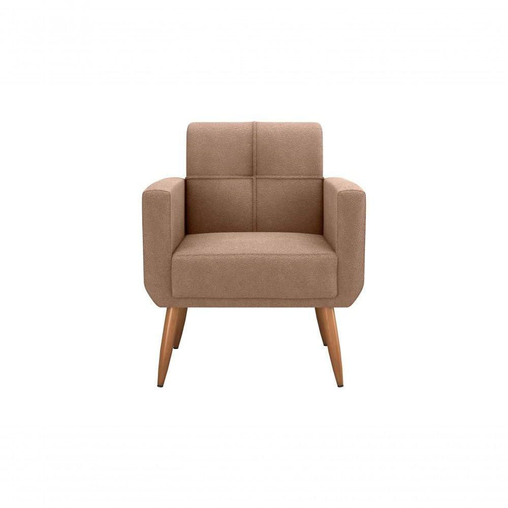 Kit Poltrona Decorativa Sala + Puff Havana Matrix Marrom