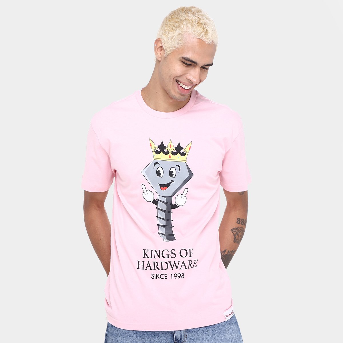 Miniatura Camiseta Diamond King Of Hardware Masculina Rosa - P