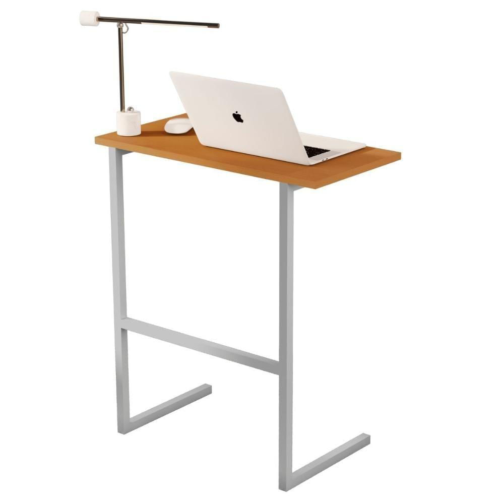 Miniatura Mesa Notebook Pés Ferro Valência Nature Cinza