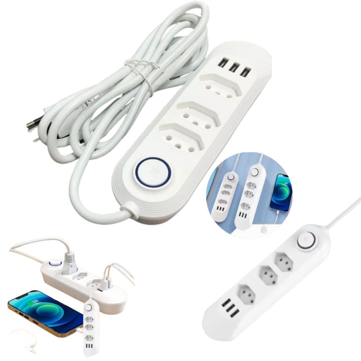 Miniatura Extensão Filtro Linha Ppremium 3 Tomadas 3 Usb Br Bivolt 2