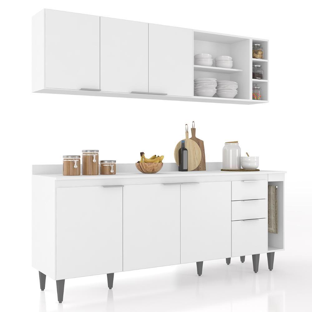 Miniatura Armário De Cozinha Com Tampo Cp11 200cm Pérola Branco Z34 - Mpozenato