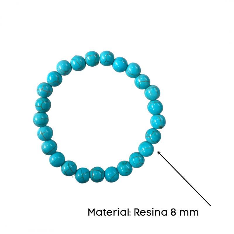 Miniatura Pulseira Resina Cor Azul Turquesa 8 Mm