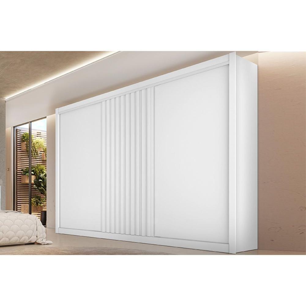 Miniatura Guarda Roupas 3 Portas De Correr 1 Ripada E 6 Gavetas Vitória Branco Acetinado - Europa
