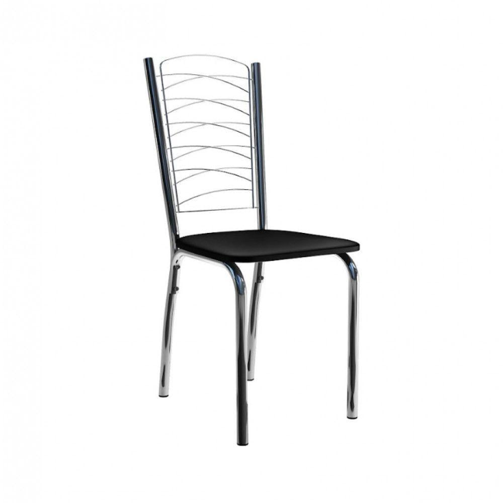 Miniatura Conjunto De Mesa Ornata 125x75cm Com 4 Cadeiras ágata Cromado E Tampo De Vidro Tubform Cromo E Preto