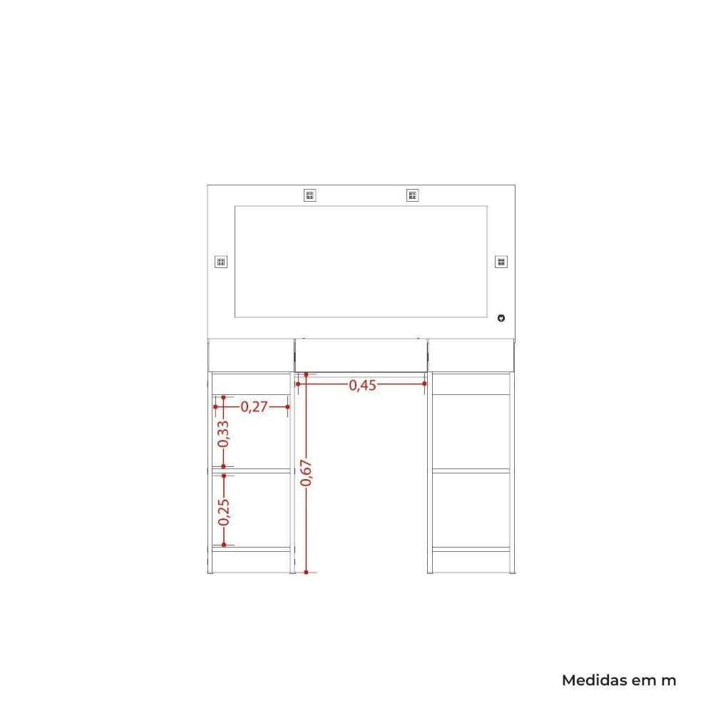 Penteadeira Camarim 2 Portas 3 Gavetas Studio Cinamomo/Off White