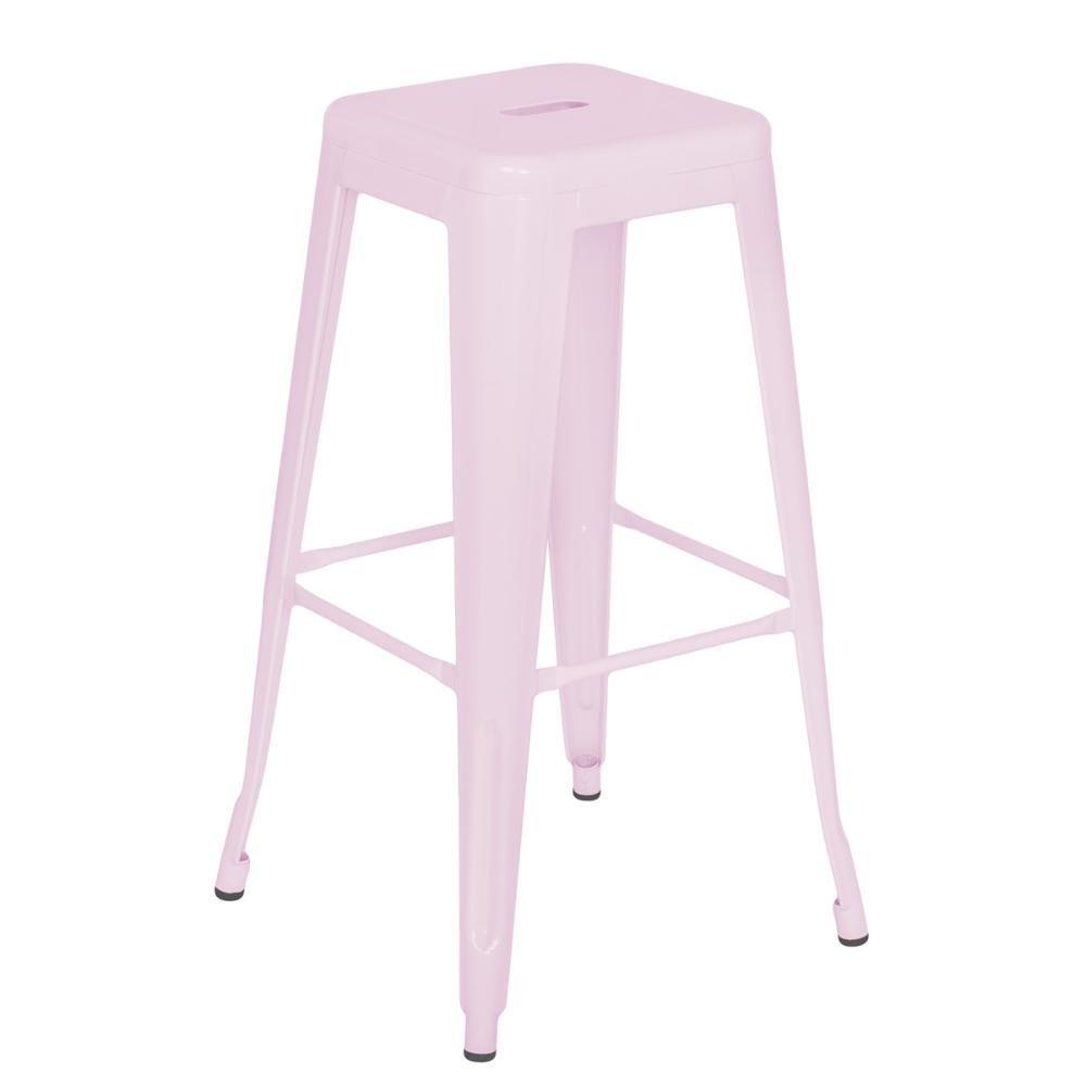 Miniatura Banqueta Alta Iron Tolix 76 Cm Rosa Claro Rosa Claro