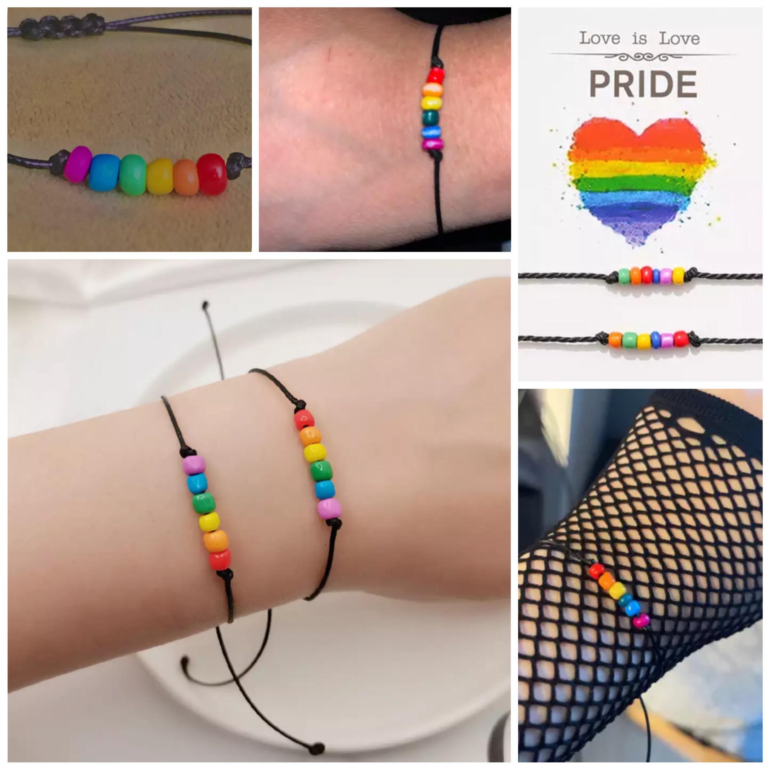 Pulseira Casal Fecho Miçangas Pride Colorida Detalhes P0078