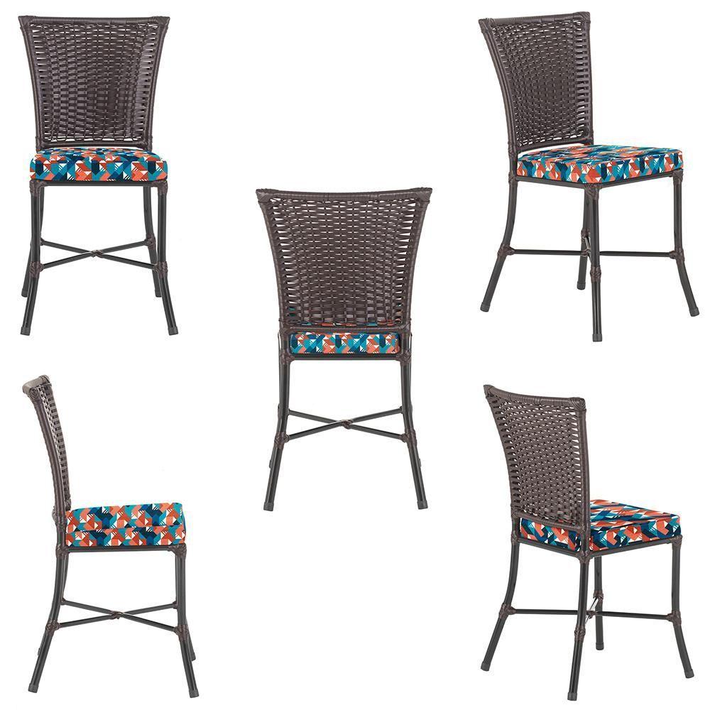 Kit 3 Cadeiras Cozinha Sala De Jantar Varanda Em Alumínio E Estofado Impermeavel Tabaco Z22