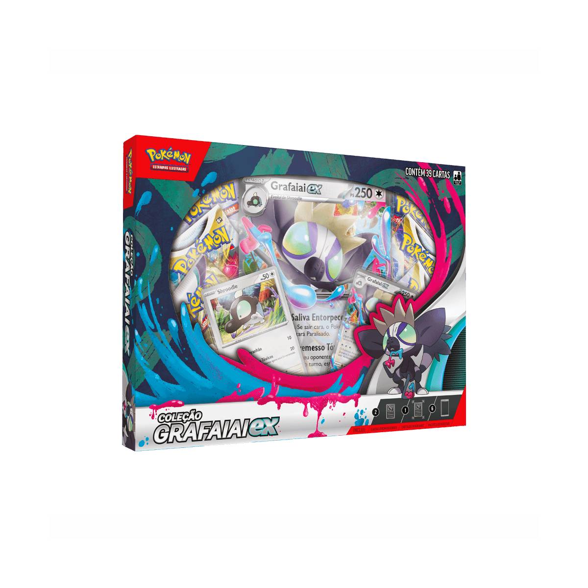 Miniatura Cartas Pokémon Box Deck Cards Coleção Grafaiai ex - Copag