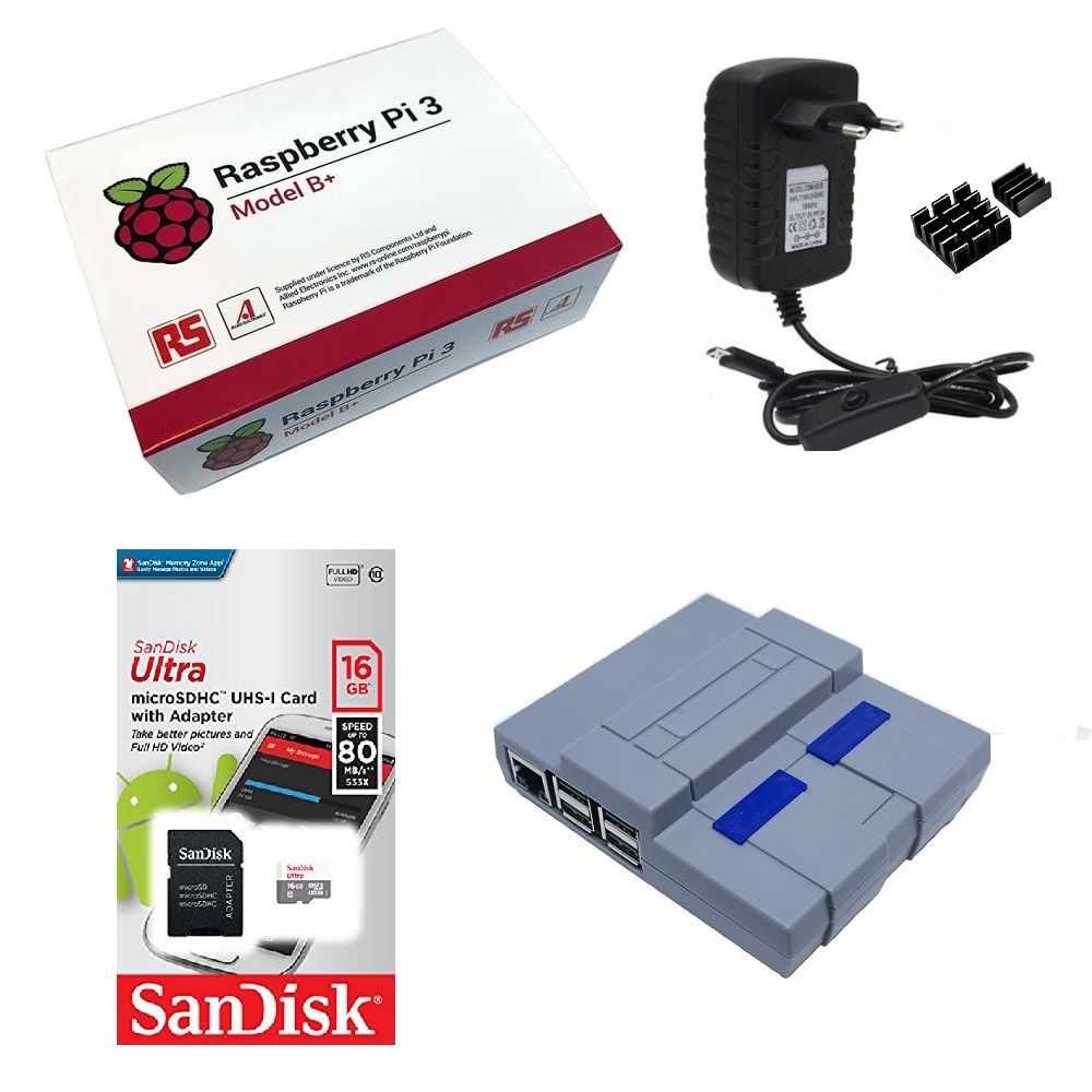 Miniatura Kit Básico Raspberry Pi 3 B+ Plus-16gb Case Snes Homologação: 79081908726
