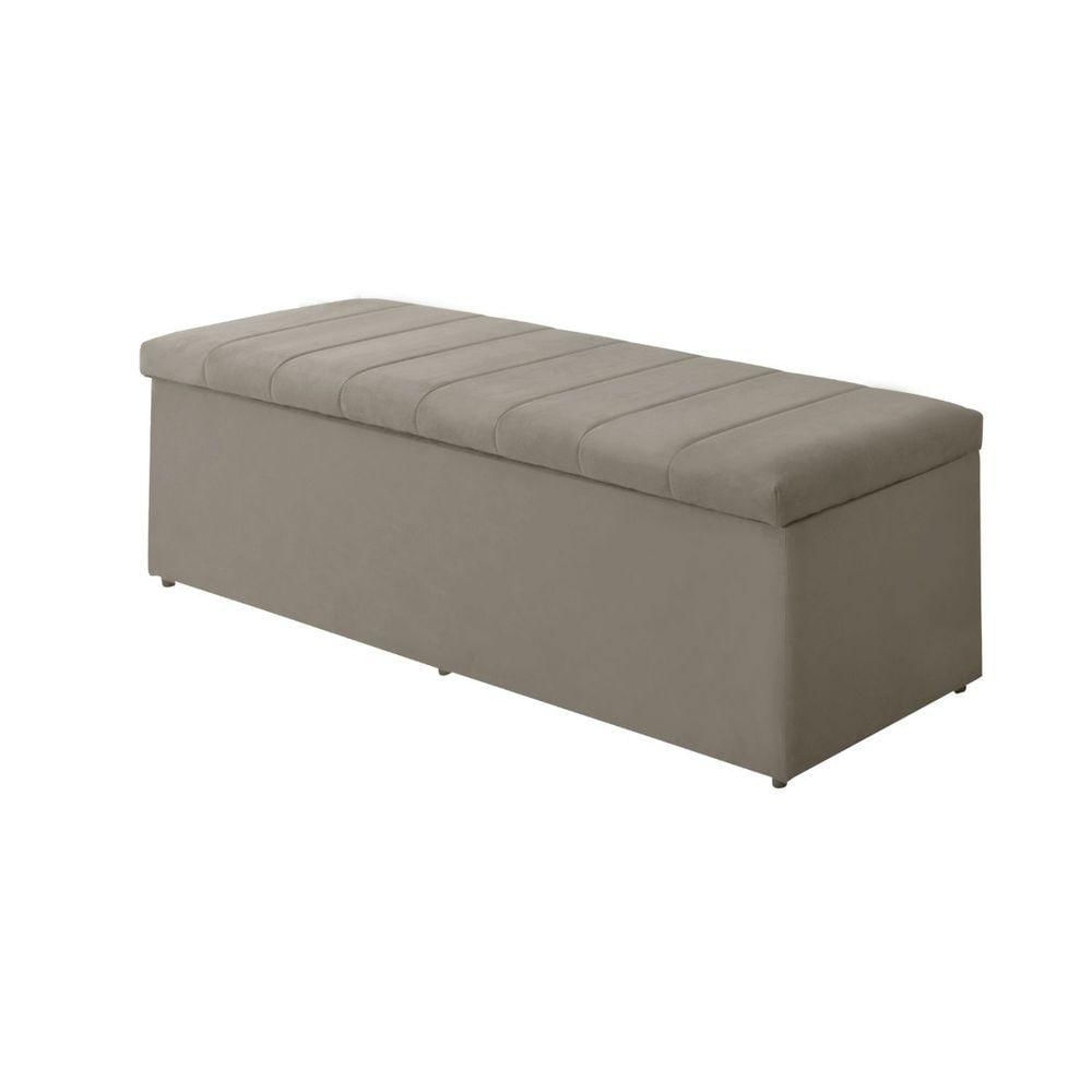 Miniatura Calçadeira Baú Recamier Queen 158 Cm Vitória Suede Bege