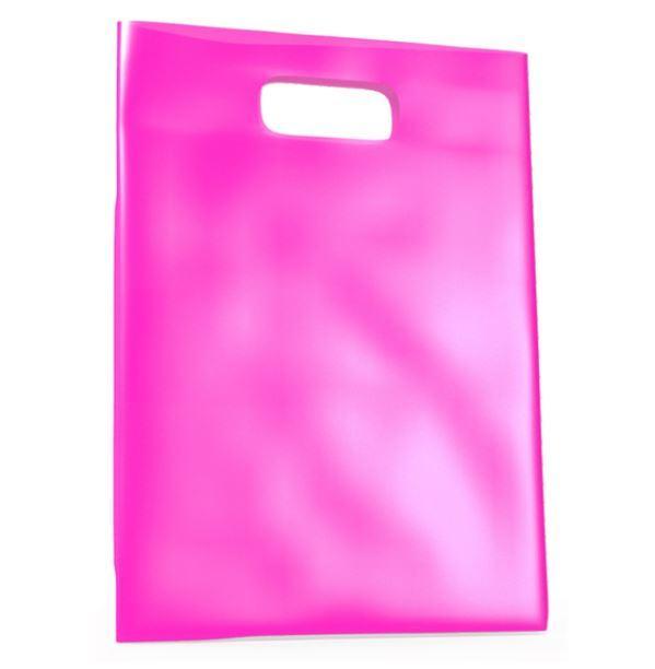Miniatura Kit 40 Sacolas Plástica Rosa 20X30Cm Com Alça Resistente