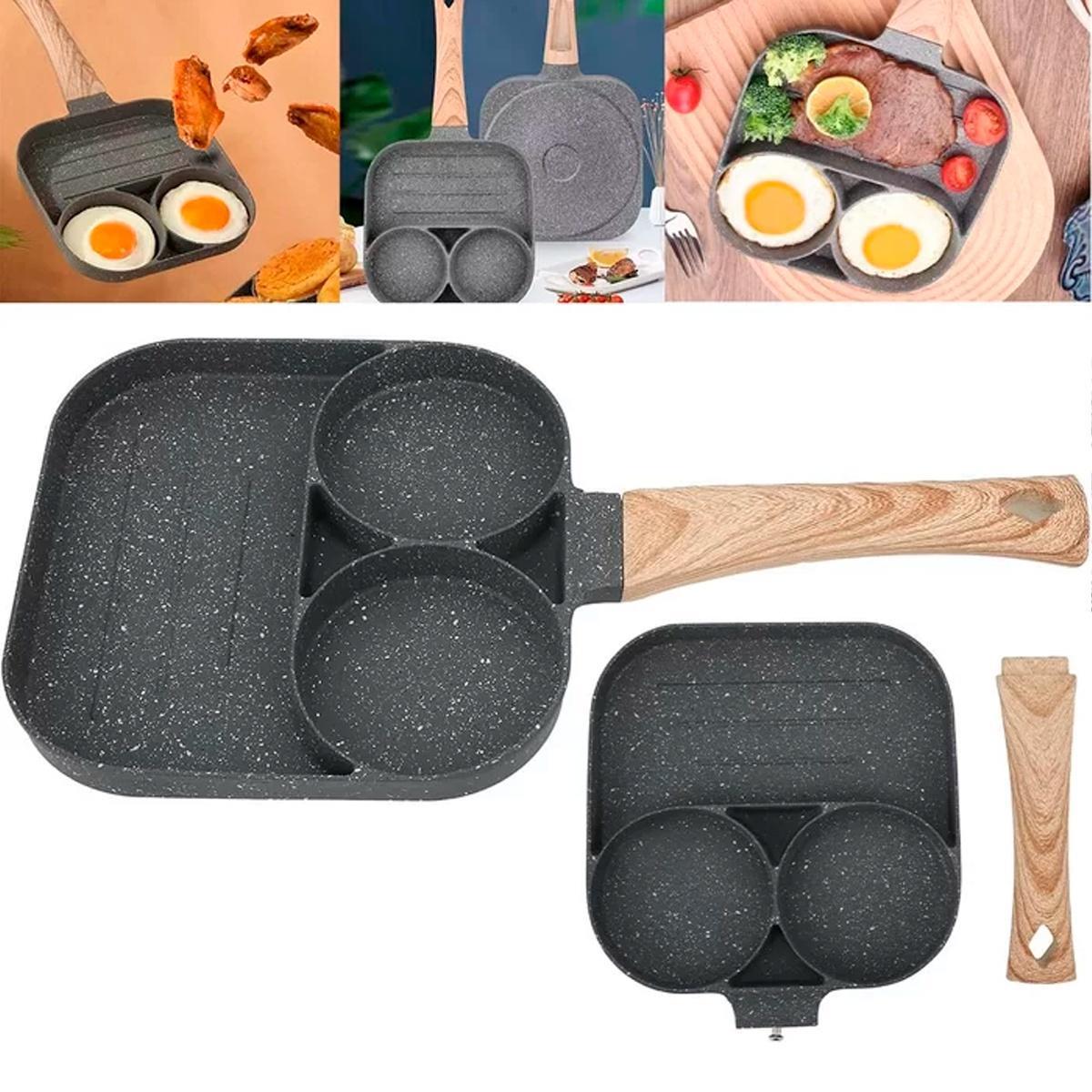 Frigideira 3 Em 1 Antiaderente Para Ovos Carnes E Hambúrguer