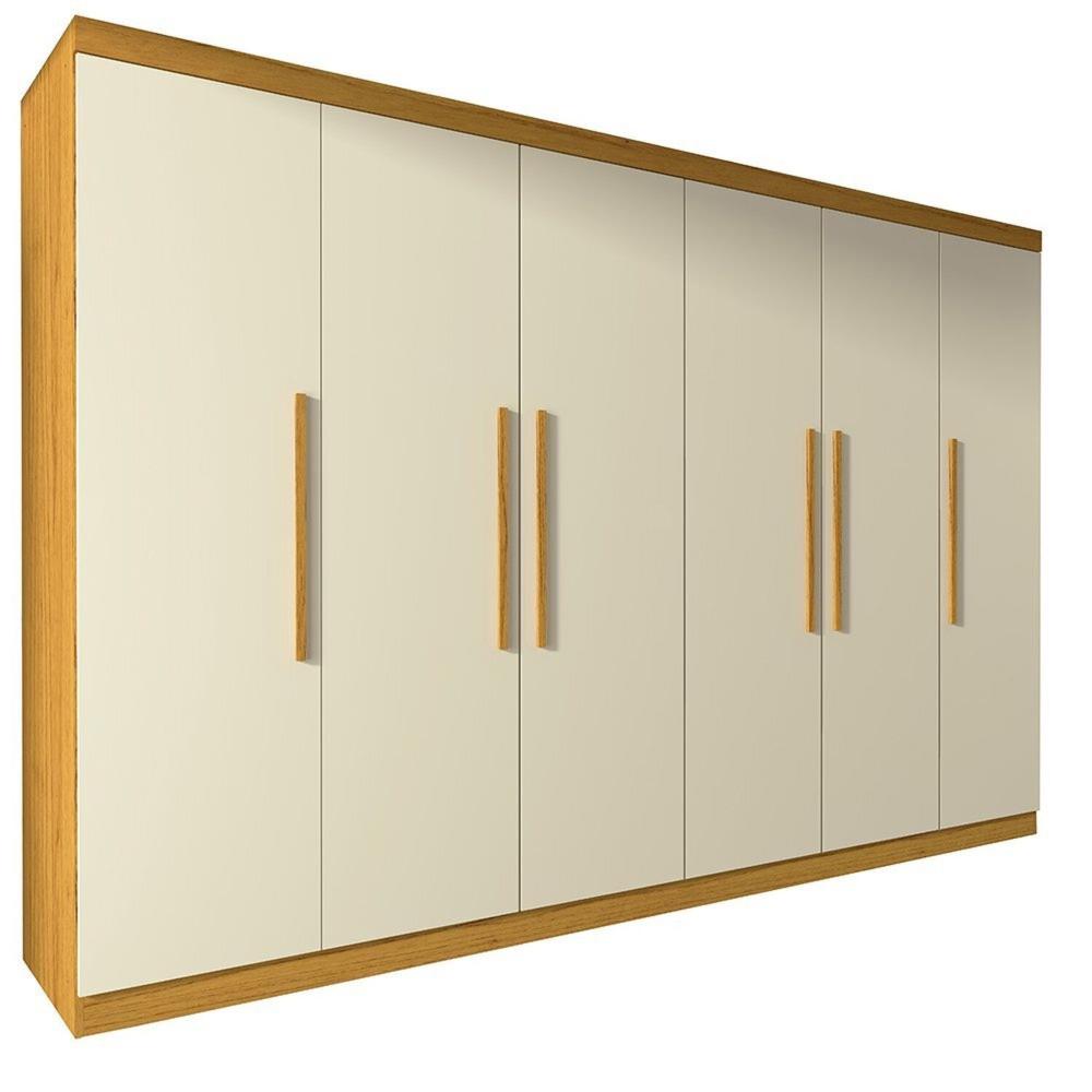 Miniatura Guarda-roupa Casal 6 Portas Roma Yescasa Naturale/Off White
