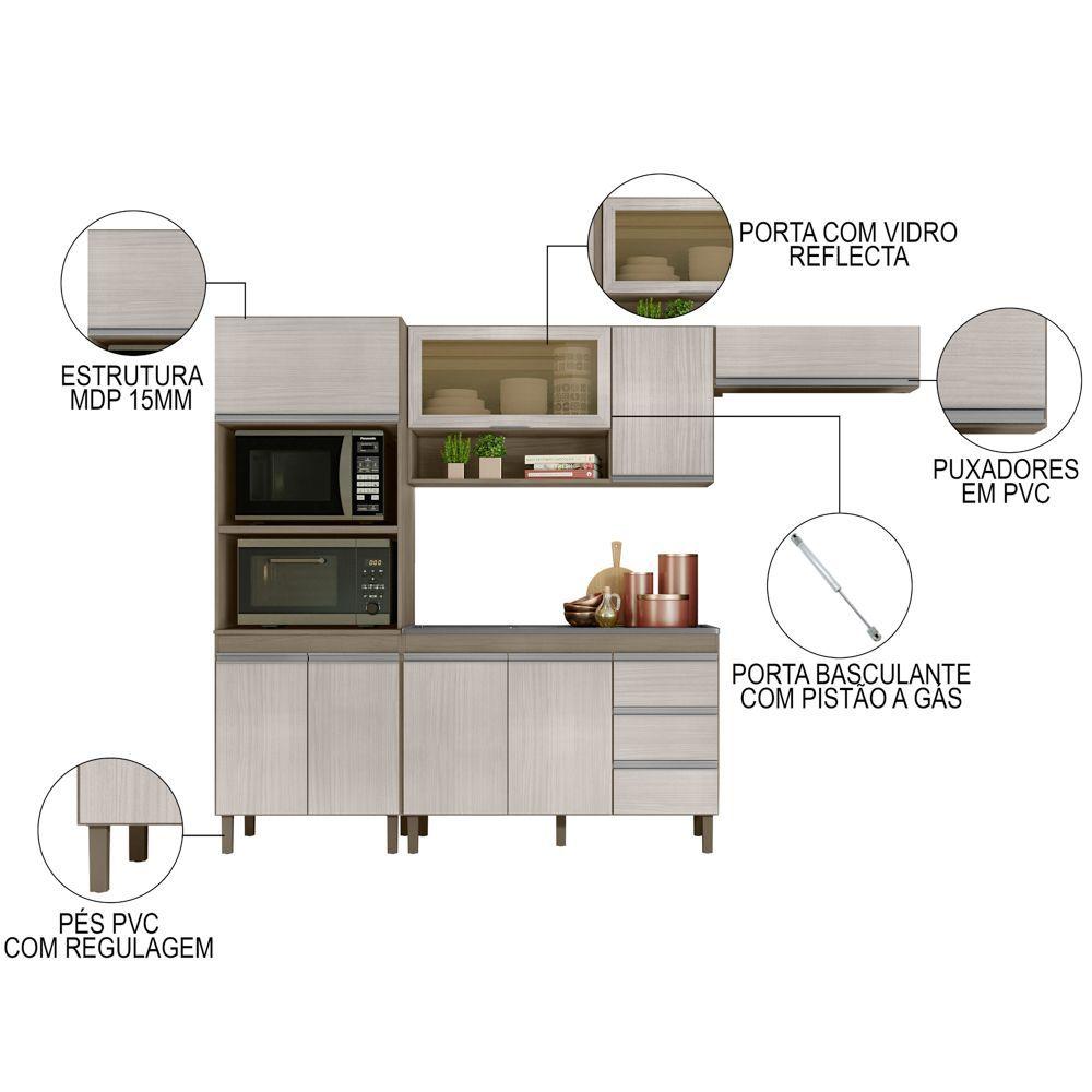 Miniatura Armário De Cozinha Modulada Karen 4 Pçs C/ Pia 99.5550 P14 Malbec/avelã - Mpozenato